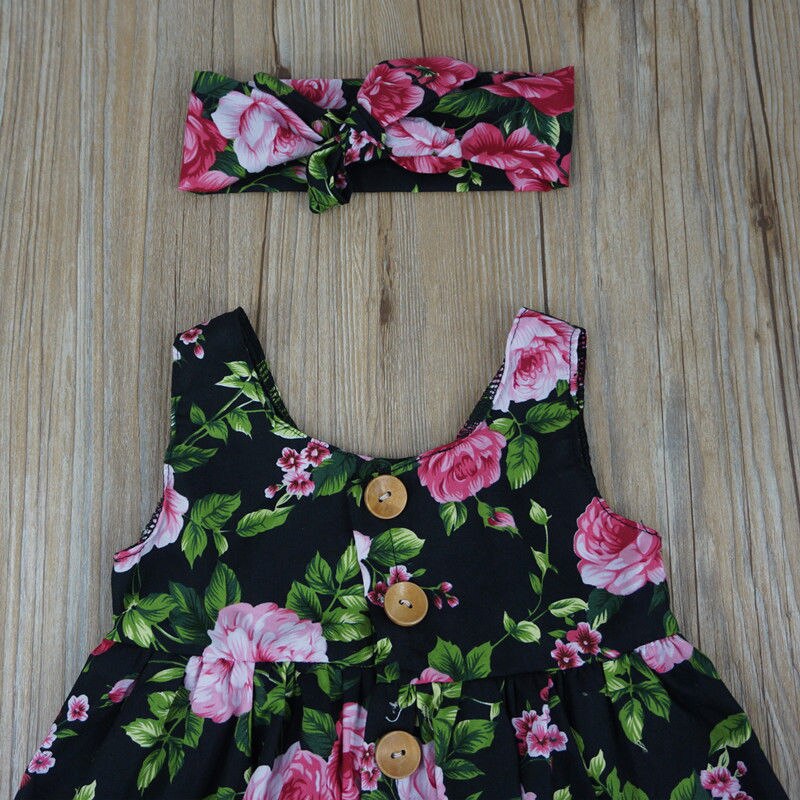 Vestido para niña pequeña, ropa Floral con botones, vestido de boda, vestido de verano Formal