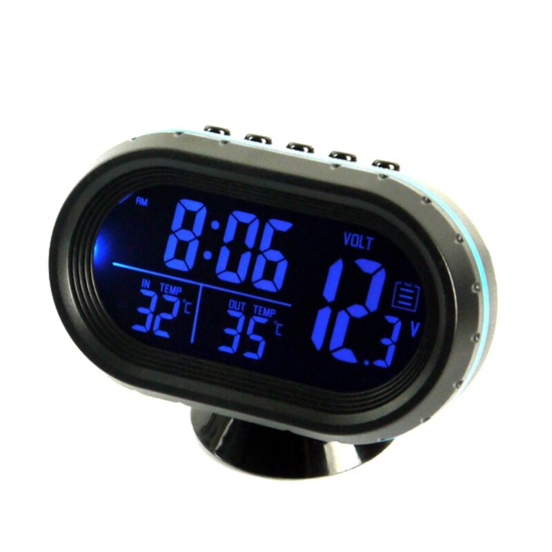 Horloge Numérique Voiture 4 En 1 - Thermomètre, Tension, Date, 7 Modes D'affichage - Alimentation 12V