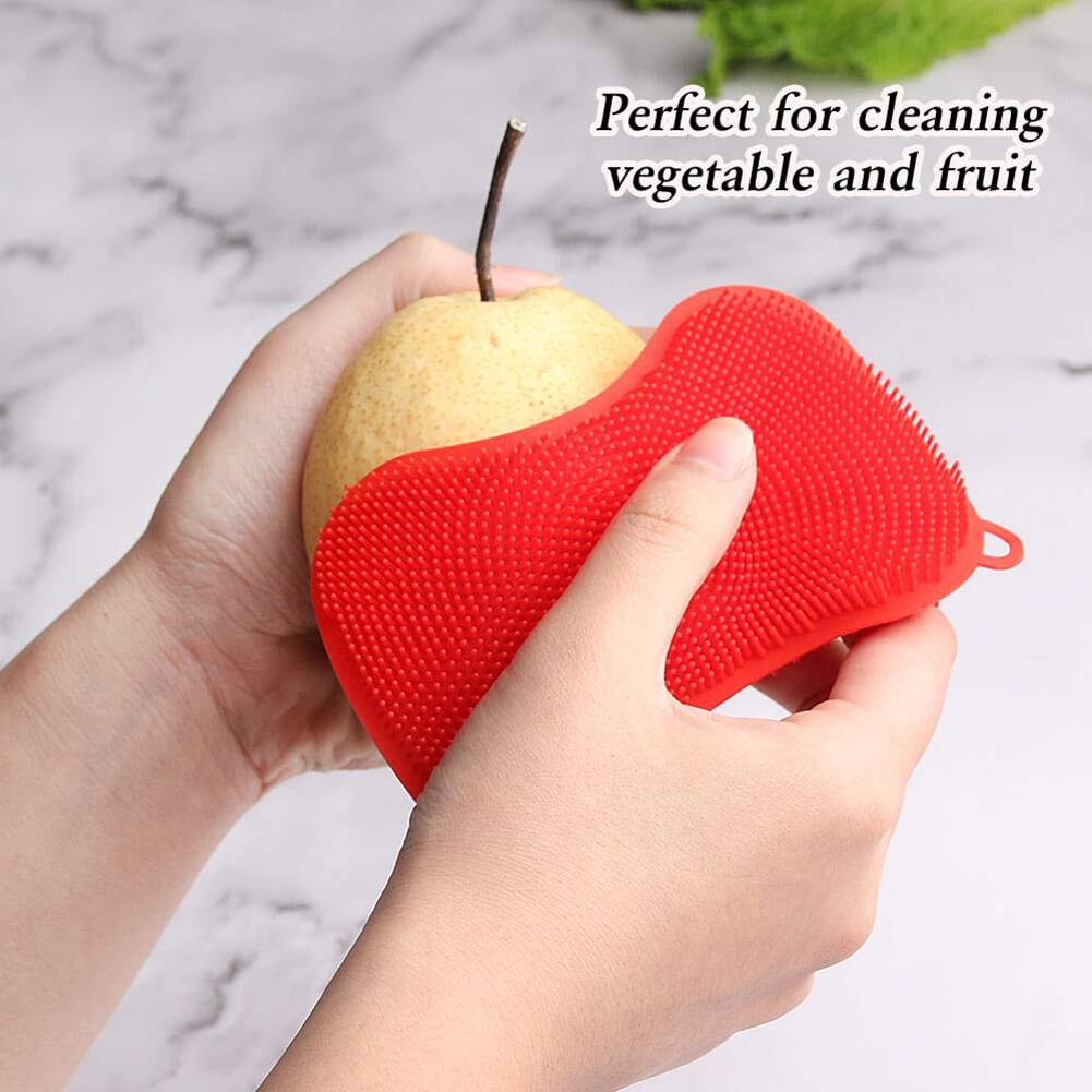 1/3/4pcs Kitchen Cleaning Brush Silicone Dishwashing Brush Pot Pan Sponge Scrubber Fruit Vegetable Dish Washing Cleaning Brushes