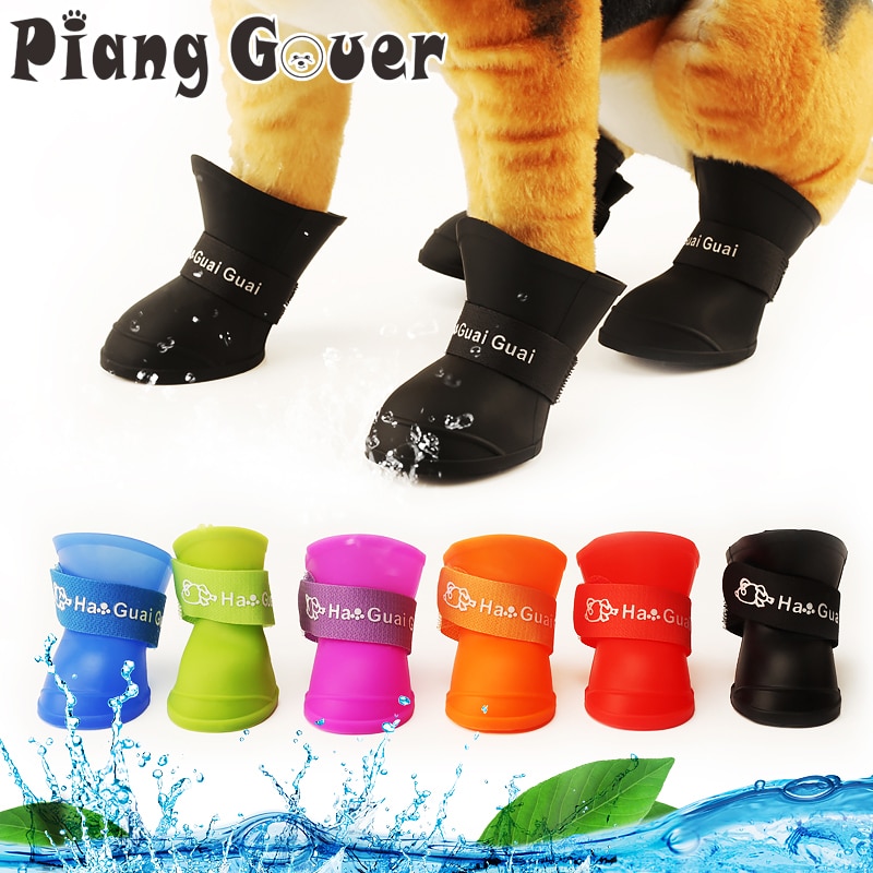 Xl/Xxl 4 Stks/set Huisdier Schoenen Hond Waterdichte Regen Laarzen Rubber Snoep Kleur Grote Hond Schoenen