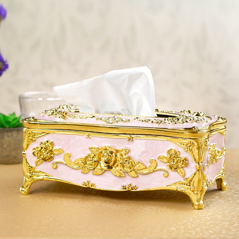 Europæisk luksus tissueboks multifunktionel opbevarings tissueboks gyldent rektangel cover servilletero stue dekoration  ae50zj: Stil  d 23 x 12.6 x 10cm