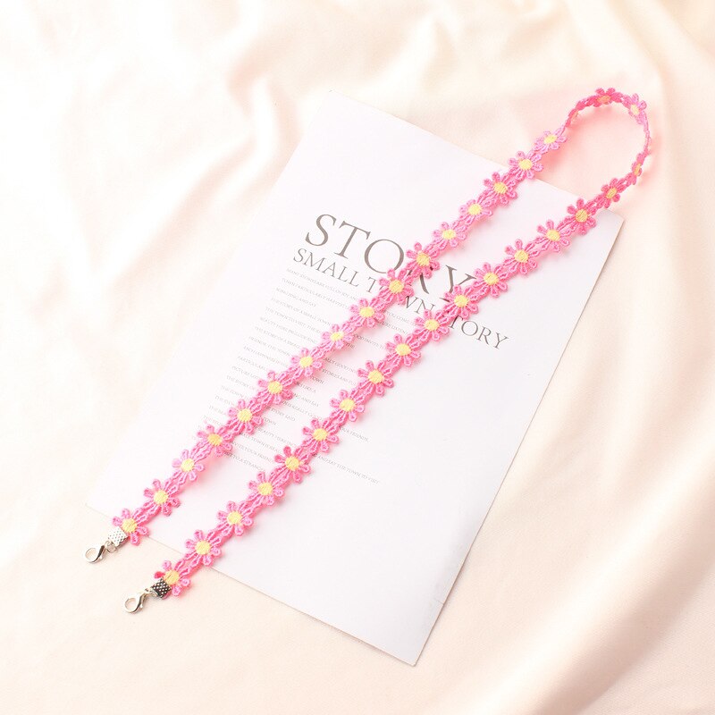 Justerbar blonde blomst ansigtsmaske lanyard praktisk holder reb anti-tabt bærbar maske hængende hals rop akryl reb: 06
