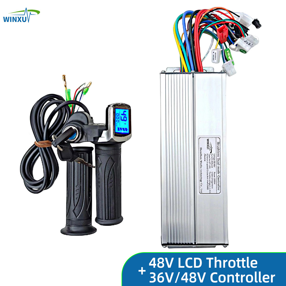 36V 48V 60V 1500W 45A Bezszczotkowy silnik Uniwersalny sterownik napędu Wyświetlacz LCD Zestaw przepustnicy robić naprawy rowerów elektrycznych i trójkołowych: Srebrny