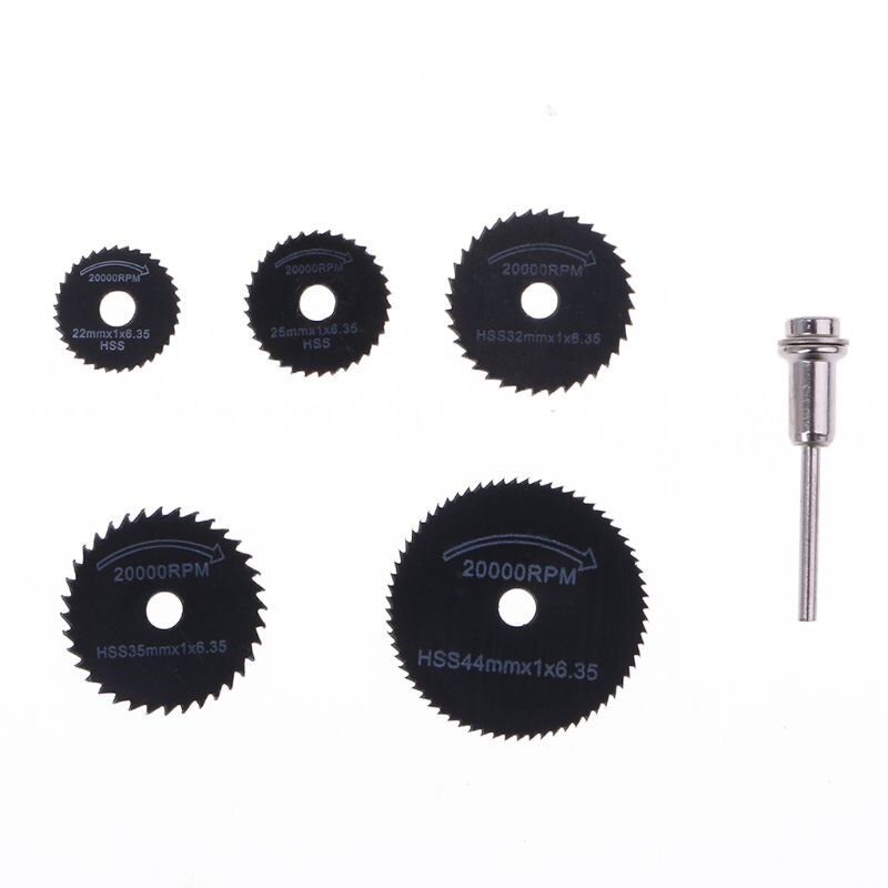 6Pcs Drill Accessories HSS Mini Circular Saw Blades Power Tools Wood Cutting Disc Grinding Wheel Set for Dremel Tools