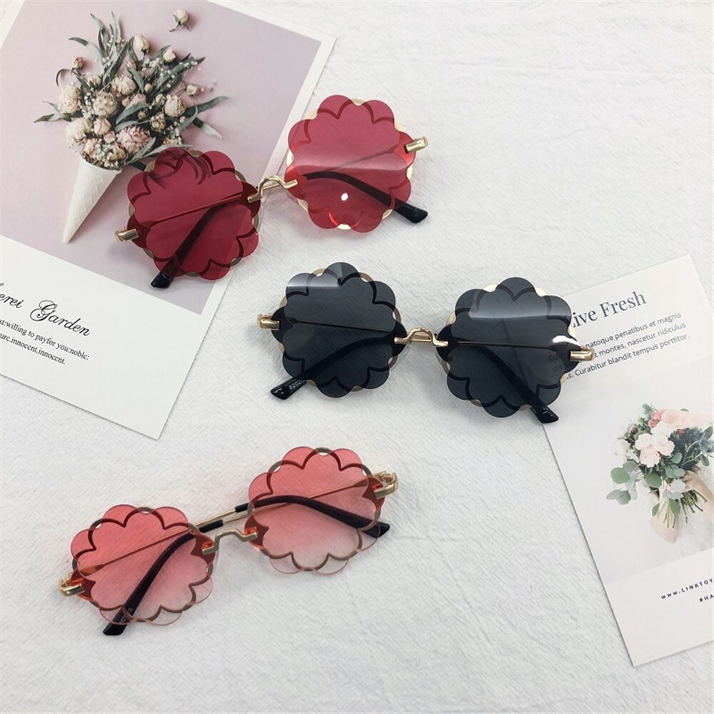 1ps Glasses Flower Goggles Cute Style Party Eyewear Children Outdoor Sun Cute Frame Party Kids Sunglasses Rimless