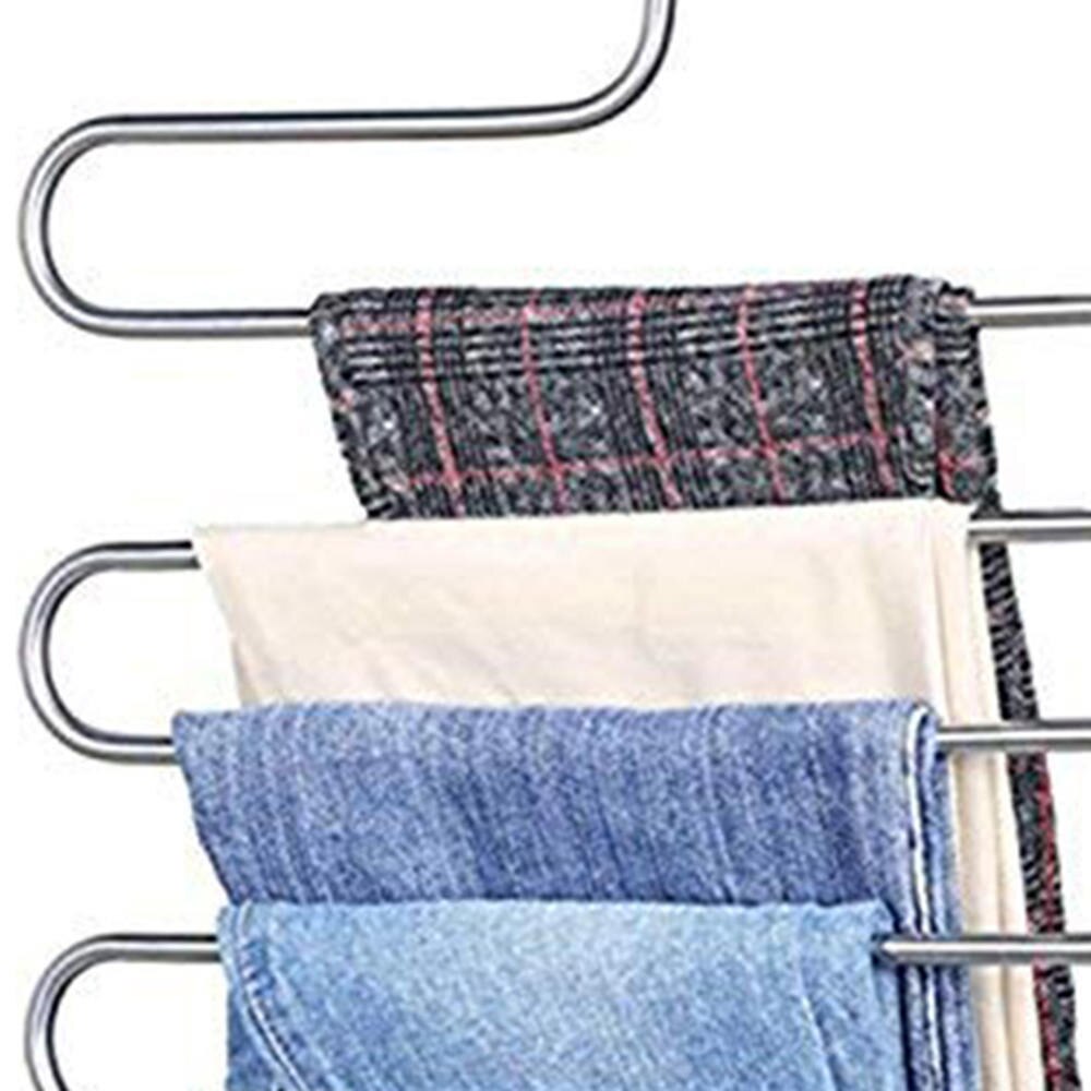 2 deler rustfritt stål bukser bukser kleshenger jeans belte skjerf tørkestativ klær garderobe lagring organisasjon