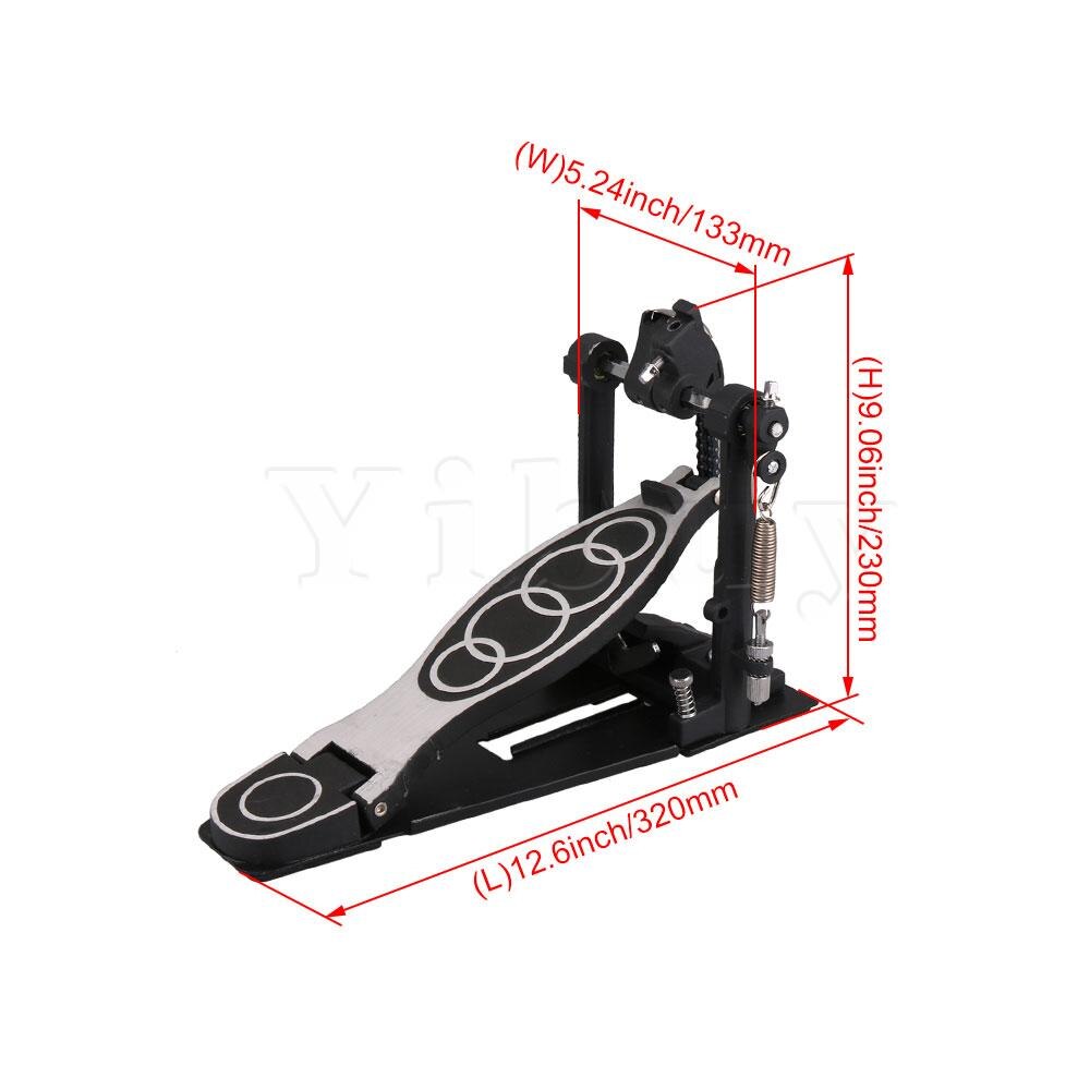 Yibuy Dual Chains Drum Kick Pedal Bass Drum Pedal with a Beater Black Silver