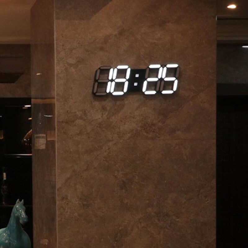 Stor modern digital led skelett väggklocka timer 24/12 3d, svart