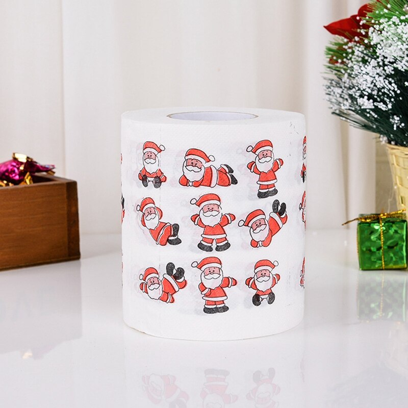 Rouleau de papier toilette imprimé père noël, 6 rouleaux de papier hygiénique, pour salle de bain, décor de de noël