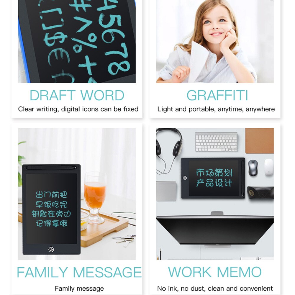 TISHRIC 8.5/10/12" inch Kids Color Screen Digital Graphic Tablet ICD Drawing Board Writing Pad Stylus Pen Erasable for Education