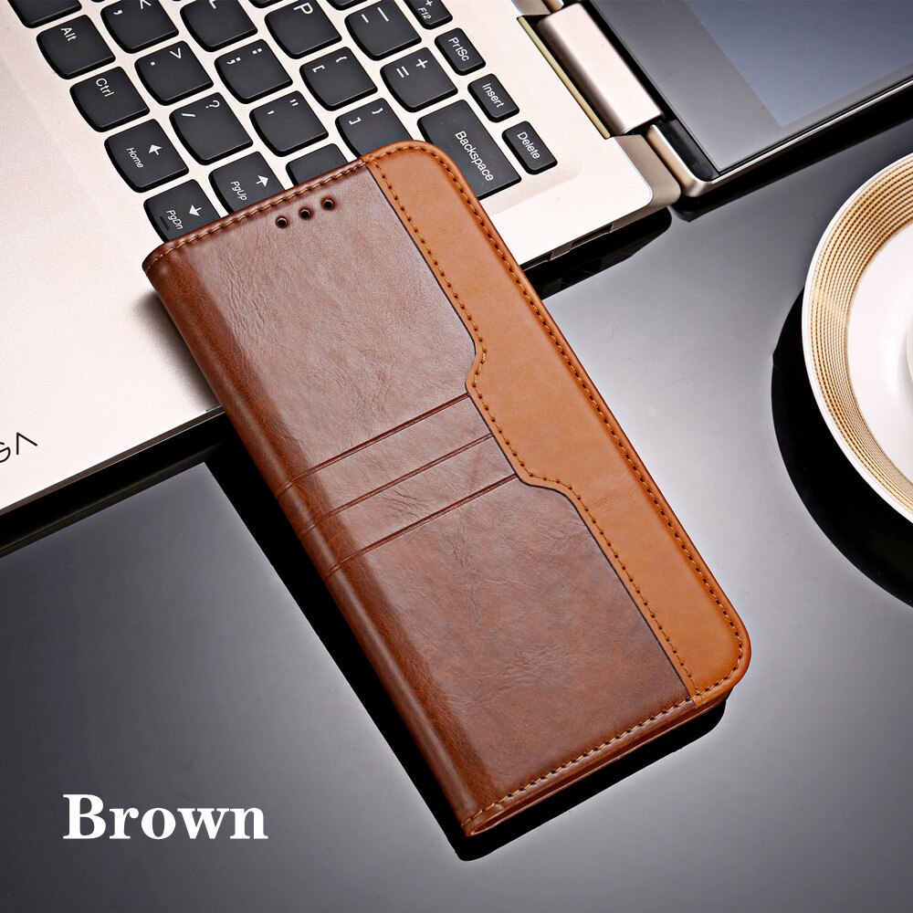 Custodia a portafoglio Flip per Tecno Spark 6 Go custodia in pelle proteggi coque per Tecno Spark Go 2020 KE5 cover Fundas custodia per telefono di lusso: Tecno Spark 6 Go / Brown