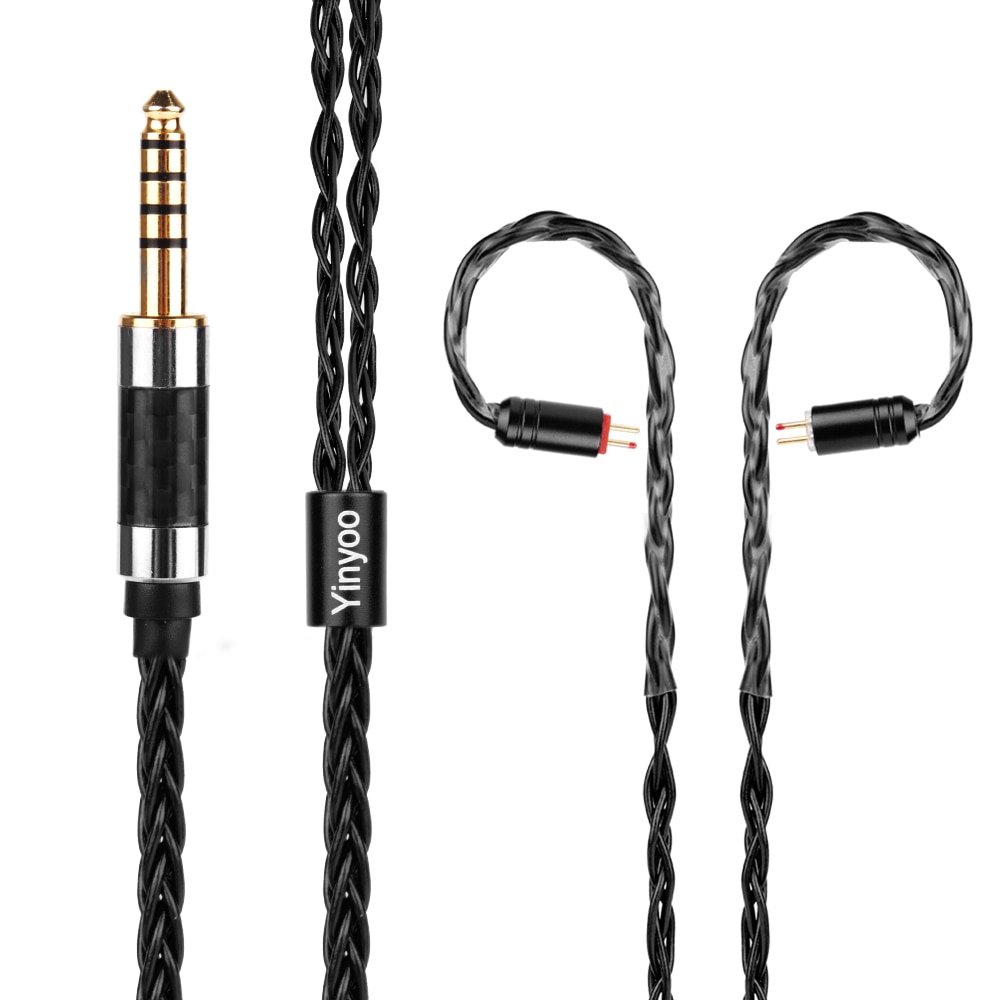 Cable negro plateado de 8 núcleos Yinyoo 2,5/3,5/4,4mm Cable equilibrado con MMCX/2PIN para BLON BL-03 BL-05 BL05 ZS10 AS10 ZSX C12