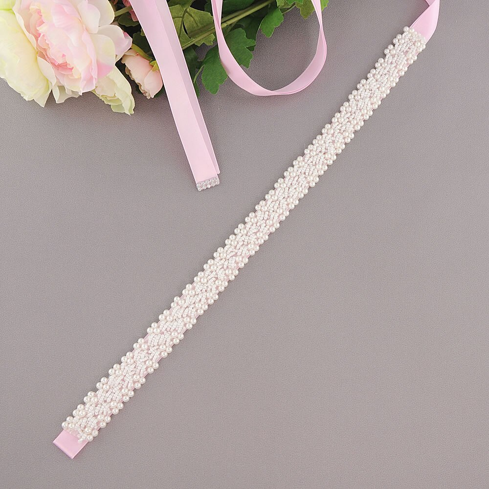 Wedding Sash Strass Zijden Lint Bruiloft Bruids Riem Crystal Sash Art Deco Strass Riem Wedding Sash Belt Bridal Gown: Pink