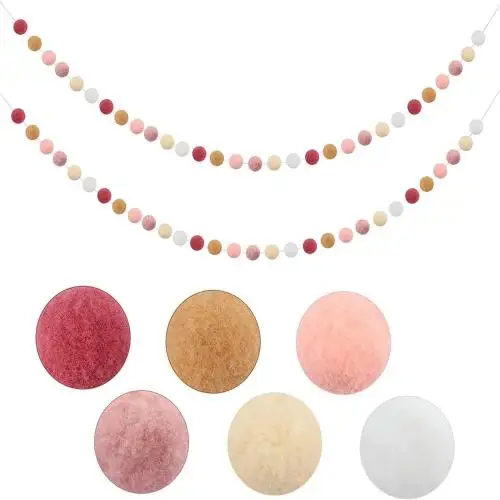 Bolas de lana de 2M, decoraciones de dormitorio hechas a mano, decoración de pared de Halloween, adorno para fiestas de Navidad, colgante, guirnalda de pompones