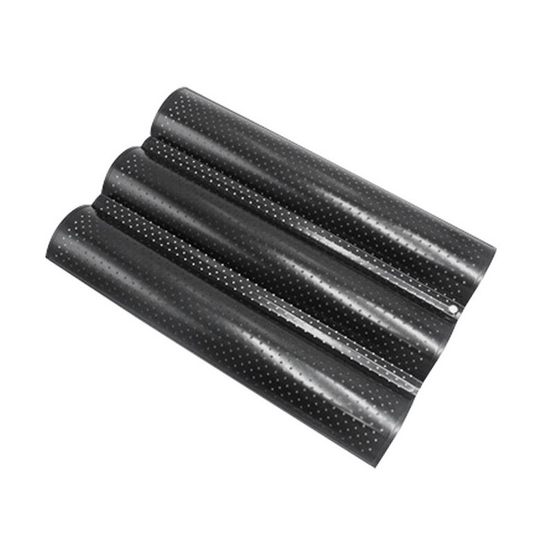 1Pcs 2/3/4 Non Stick Franse Brood Baguette Pan Tin Alloy Tray Bakvormen Mold Mould: Black 3 Grooves