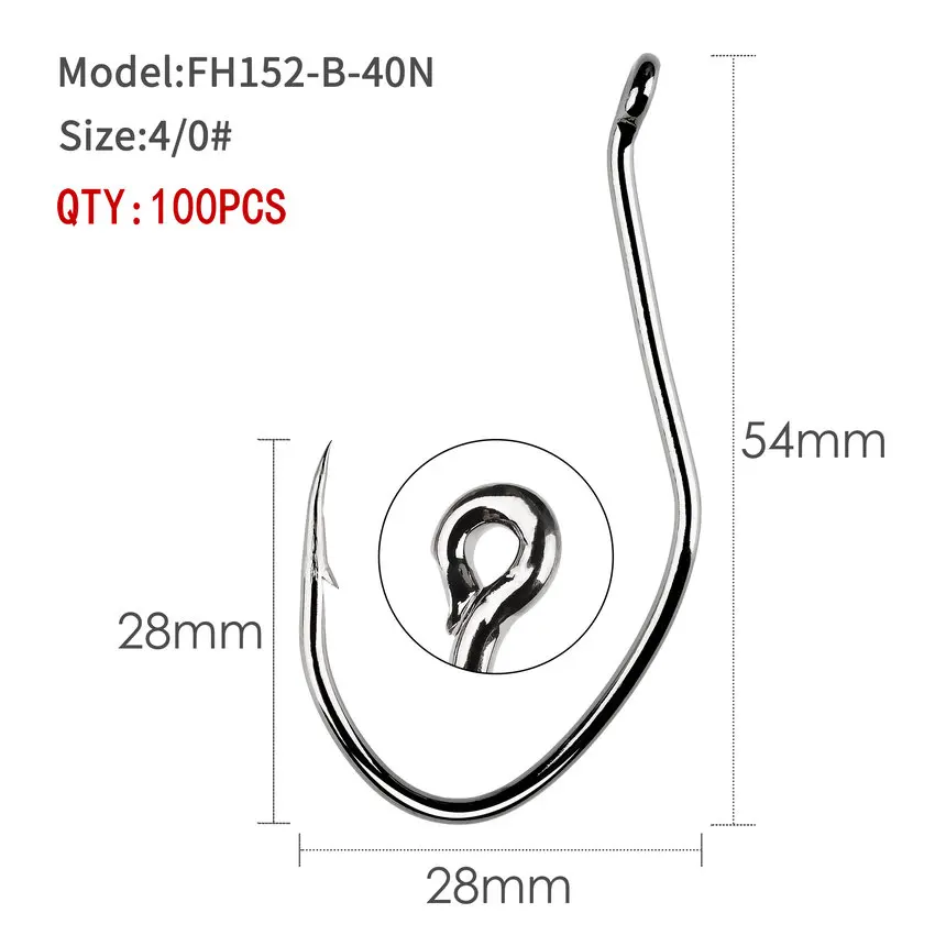 100 Stuks Prikkeldraad Meerval Vishaak Karpervissen Haak Cirkel Vishaak Crank Jig Haak Visgerei Accessoires: Black