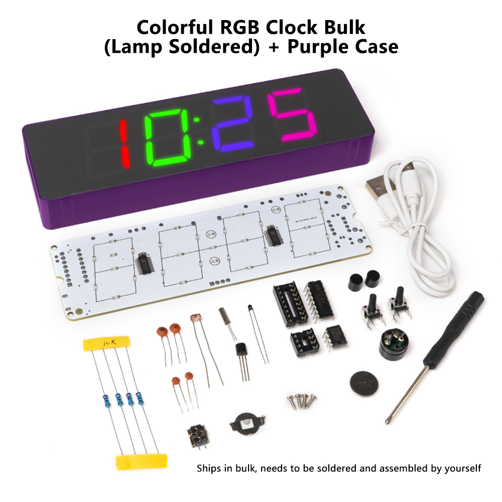 DIY Bausatz Elektronische Uhr LED Mikrocontroller Lözehn ÜSpund Praktische Ausbildung Produktion Bunte RGB Uhr verlieren Teile: verrotten