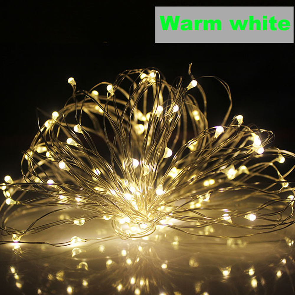 Guirnaldas de luces Led operadas por USB, 8 modos, guirnalda de luces LED de alambre de cobre IP65, guirnalda impermeable, decoración para de boda y Navidad DIY: Azul / 0,5 W