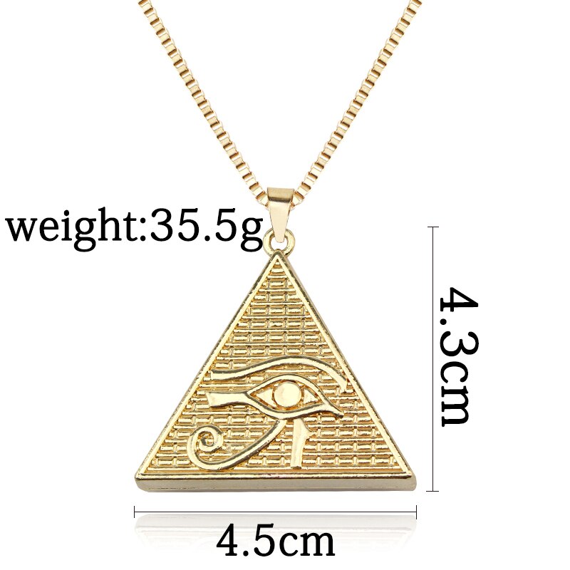 Eye of horus pendant necklace men's hip-hop rap street culture metal alloy gold color chain necklace men's jewelry
