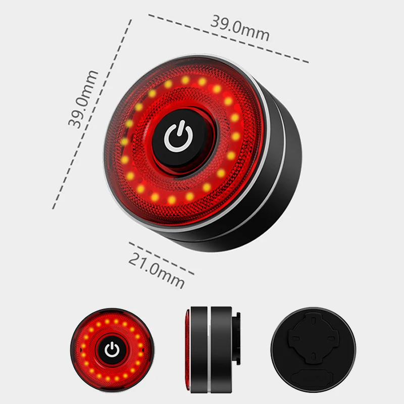 BUCKLOS-luz trasera de freno inteligente para bicicleta, lámpara trasera de bicicleta de alto brillo, carga USB, luz trasera de advertencia impermeable LED
