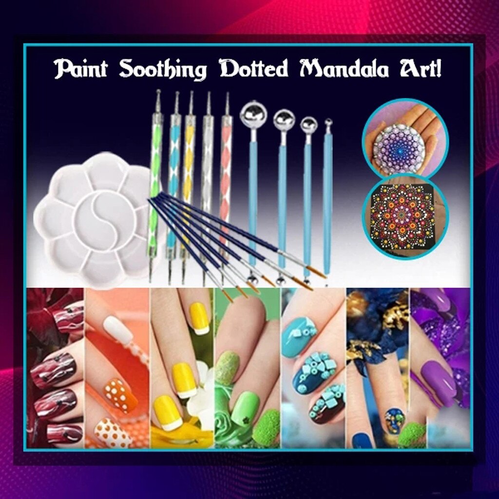 20x Pattern Dotting Tools Set Stone Painting Kit Pen Template Clay Clay DIY 20 PCS/Set+ M22 Points Template Drawing Art