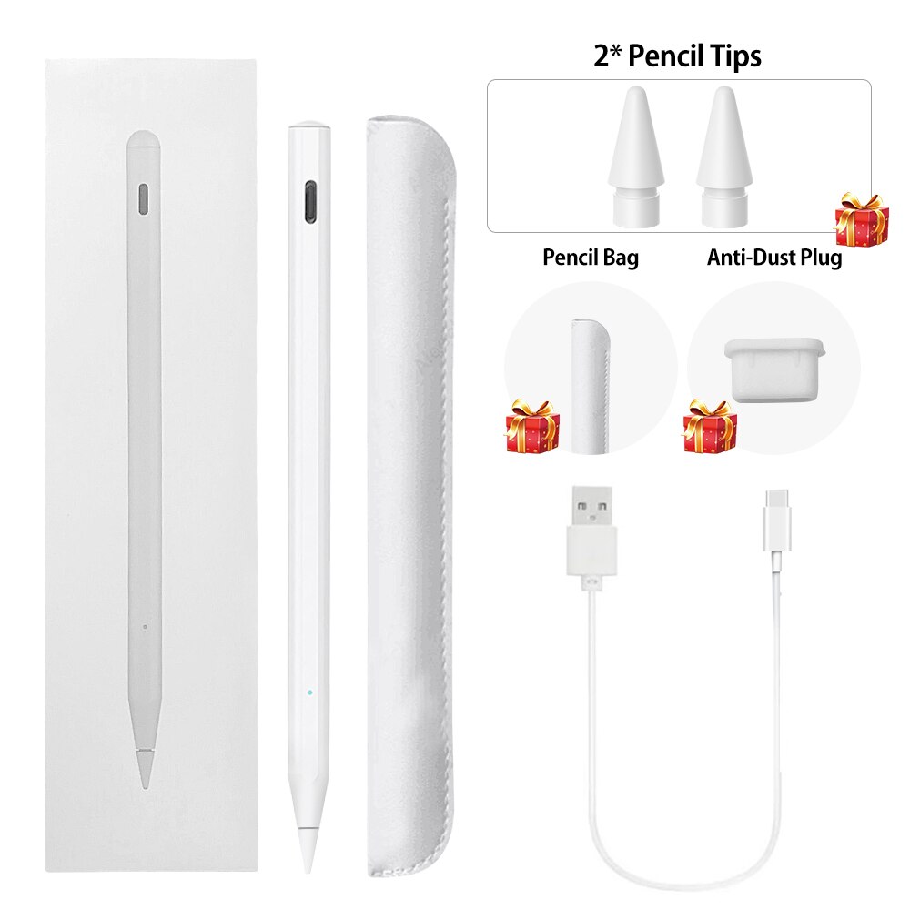 Para Stylus Pen lápiz Apple 2 para iPad Pro 11 12,9 9,7 Air 3 10,2 Mini 5 para iPad Pencil con pluma de rechazo de Palma: With 2PCS Tips