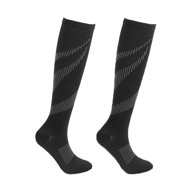 Unisex Socks Compression Stockings Pressure Varicose Vein Stocking Knee High Leg Support Stretch Pressure Circulation: WYS041-Black / S-M