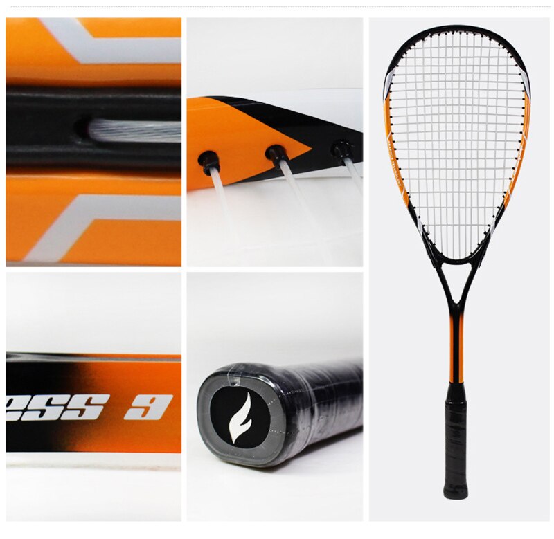 Indendørs squash racket racquet aluminiumslegering til squash sport træning nybegynder med bærepose: Orange