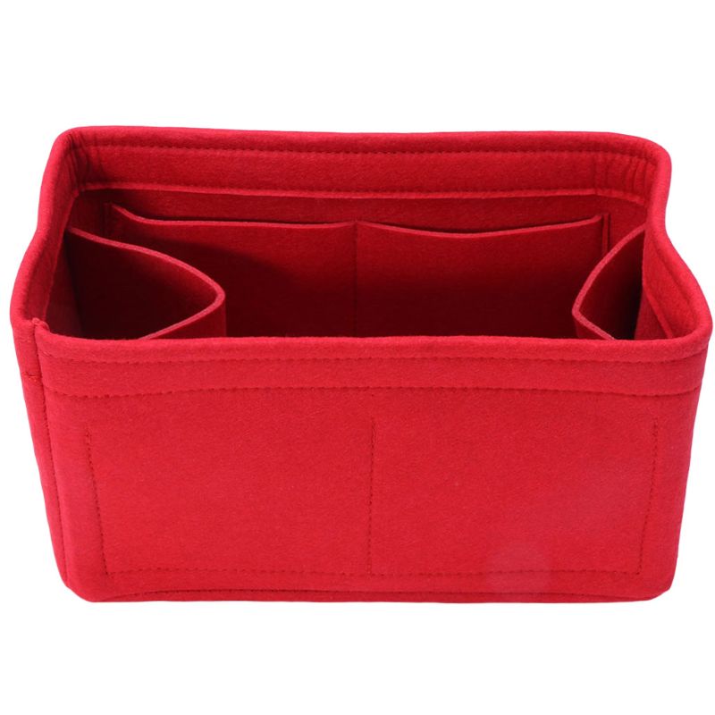 Nowe wielofunkcyjne kobiety filc wkładka torba makijaż torby kosmetyczne podróż wewnętrzna torebka przenośna torebka do przechowywania organizator Tote S/M/L: Czerwony / S