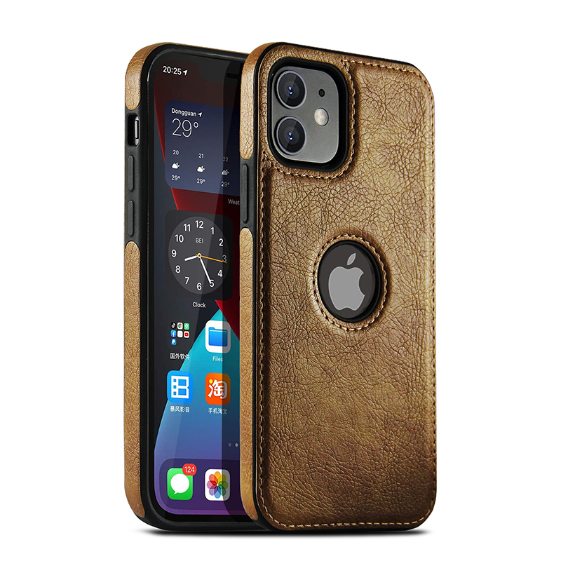 Étui de téléphone portable en cuir PU de , étui pour iPhone 11 12 13 14 15 Pro Max X XR, couverture d'affaires de luxe noire: PE / Dark Brown