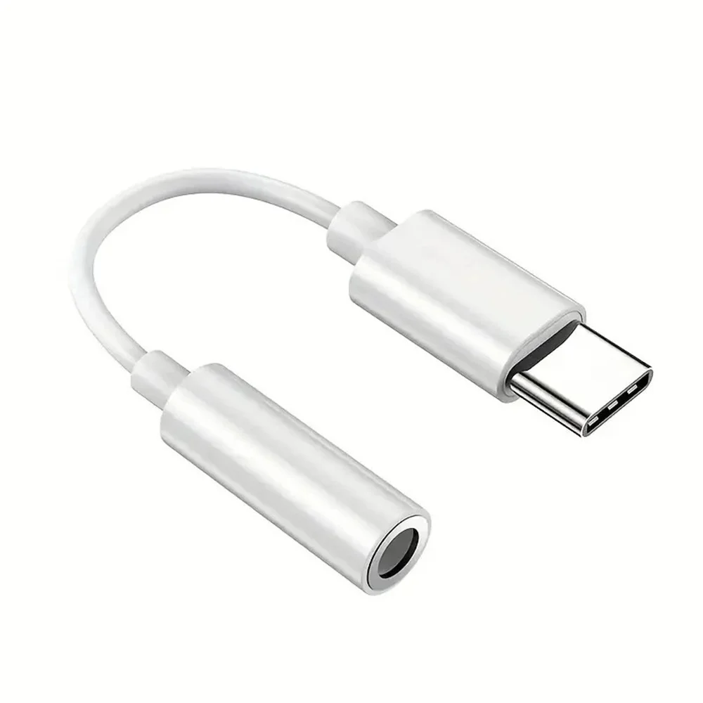 adapter audio USB typu C na 3,5 mm Kabel USB typu C na Aux audio Dongle Przewód USB C na gniazdo słuchawkowe 3,5 mm Konwerter robić telefonu: BIAŁY