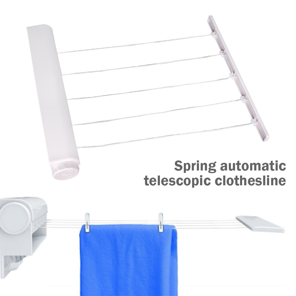 Tendedero telescópico de nailon 3,8, para lavar ropa interior y exterior para pared de perchero, cuerda de secado, tendedero retráctil con carga de 8kg
