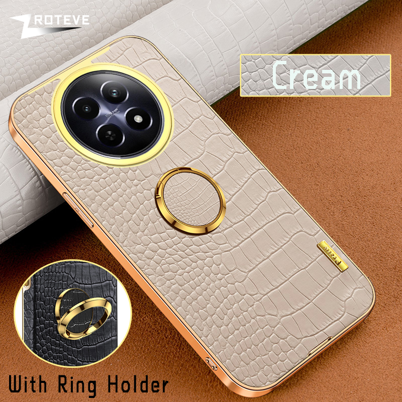 For Realme12 Pro+ Case Zroteve Plating Silicone Crocodile Leather Cover For OPPO Realme 12 Pro Plus 12x Realme12x 5G Phone Cases: Microfiber / Champagne