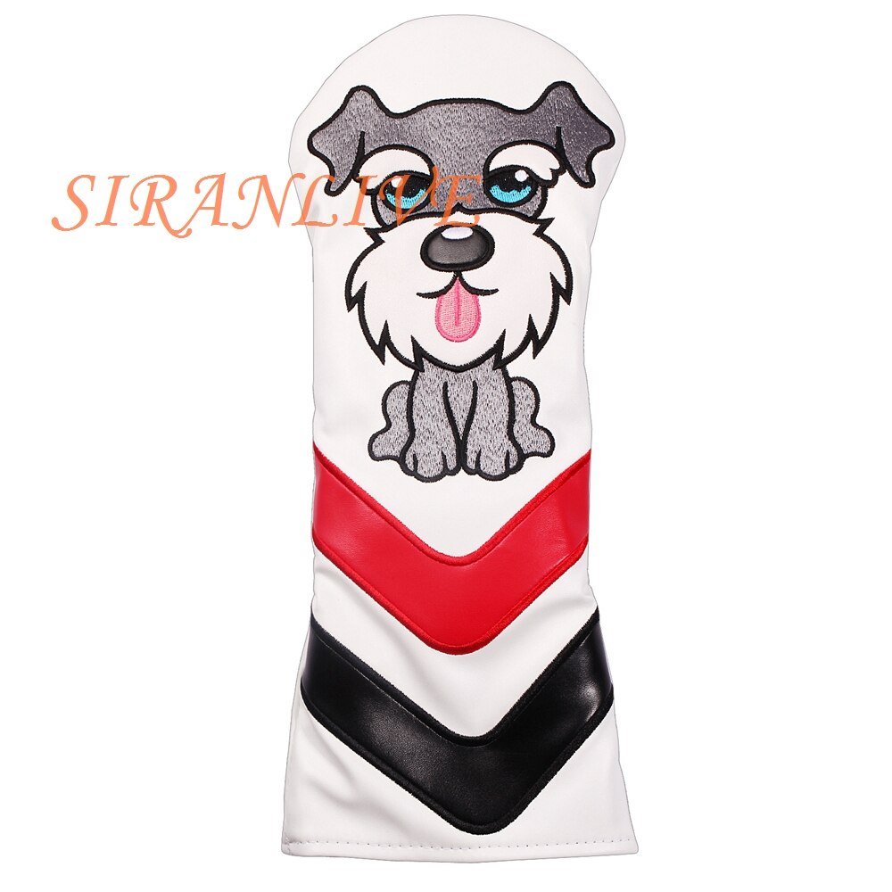 Golf Club Head Covers for Driver Cover Fairway Cover Hybrid Cover PU Leather Headcover Cute Dog