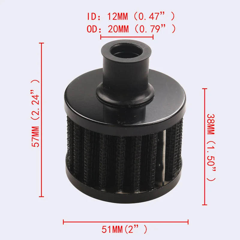 Filtro de aire R-EP para coche, entrada de aire frío para motocicleta, cubierta de ventilación de cárter de alto flujo, Mini filtros de ventilación universales, 12mm, 25mm