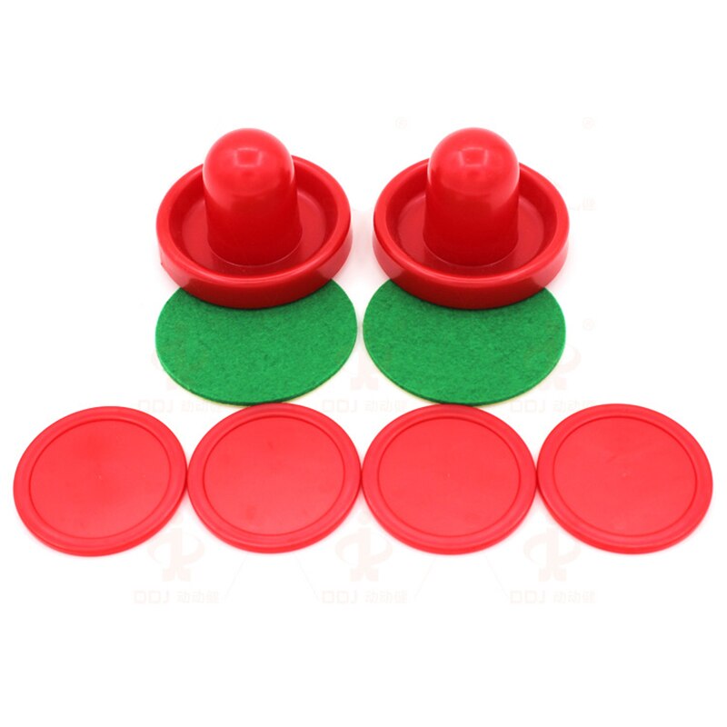 Rød hockey bord luft tilbehør 76mm puck filt kaster hammer målvakter og 52mm bordspill til voksne morsomme leker