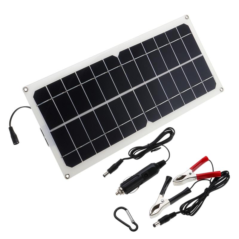 40W Solar Panel Monocrystalline Silicon Cell Solar Panel Double USB Interface with Cigarette Lighter Plug Outdoors DC12-18V