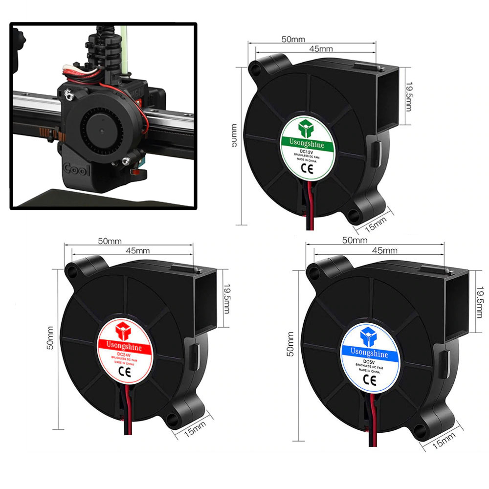 3D-Druckerlüfter 5015 Luft gebläse 5V 12V 24V ultra-leises Öllager ca. 7500 U/min Turbo kleiner Lüfter für 3D-Drucker