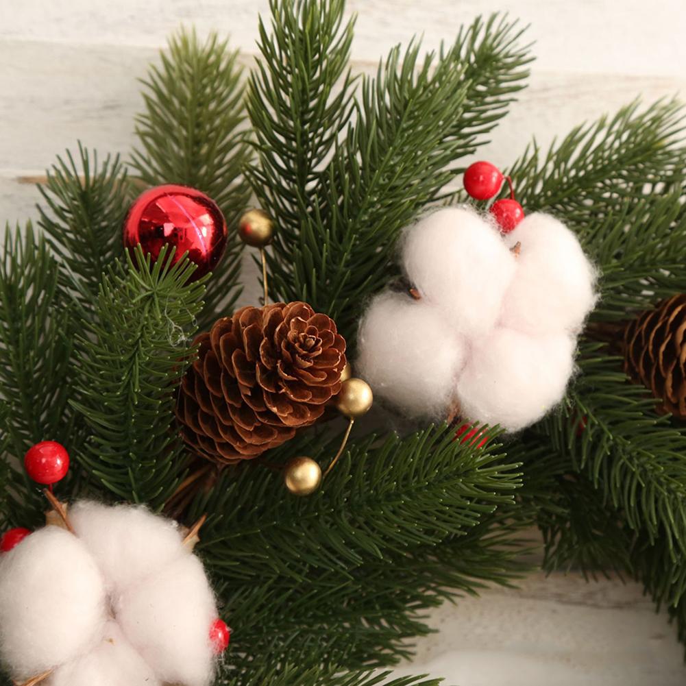 Autumn Pine Cone Cotton Wreath Harvest Festival Door Hanging Wreath for Halloween Thanksgiving Decoration