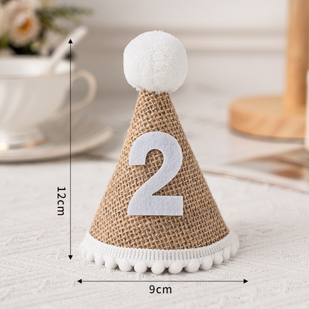 1 2 3 Burlap Hat Baby First Birthday Party Linen Felt Hat 1st 2th 3th Years Kids Baby Shower Hat Birthday Headband Decoration: Fluorescence Yellow