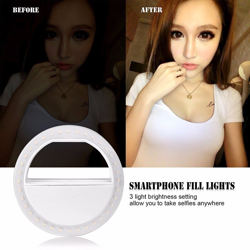 Beauty Selfie Led Light Camera Phone Photography Selfie Light for Xiaomi iPhone Sumsang Smartphone not included the battery