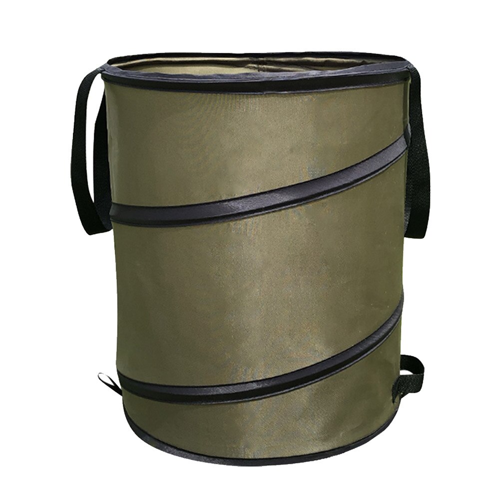 Bolsa de jardinería Oxford, cubo de basura de tela impermeable para el hogar con asas para exteriores, contenedor plegable de 10 galones