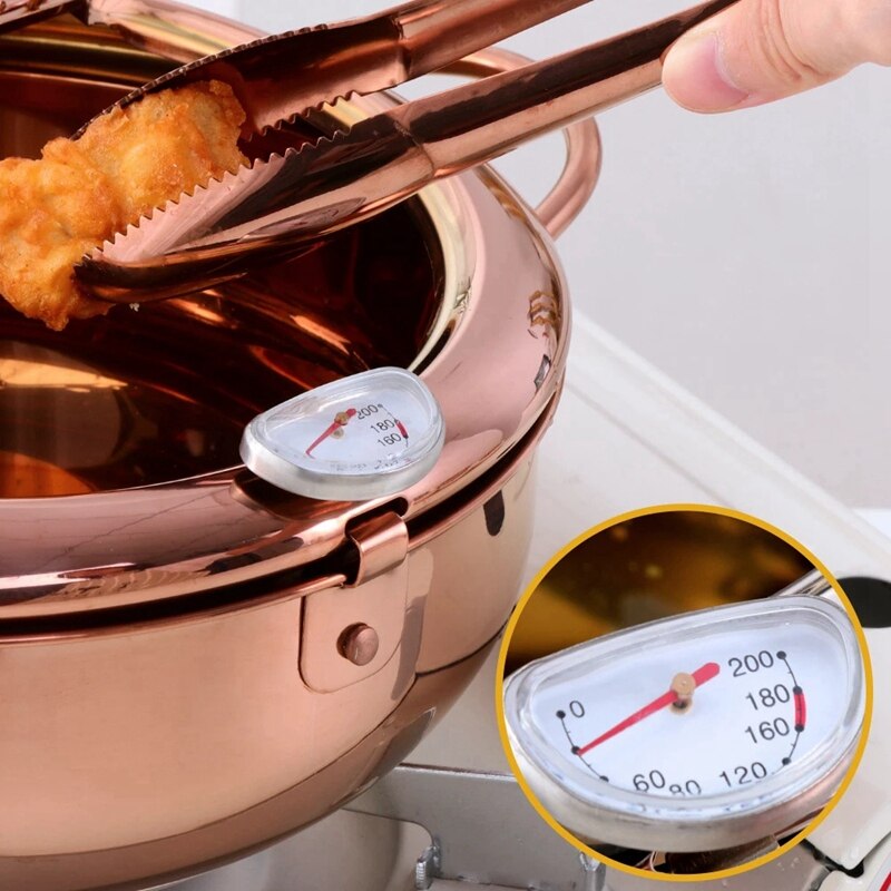 Stainless Steel Frying Pot With A Thermometer Kitchen Utensils Tempura Fryer Pan Convenient Skillet
