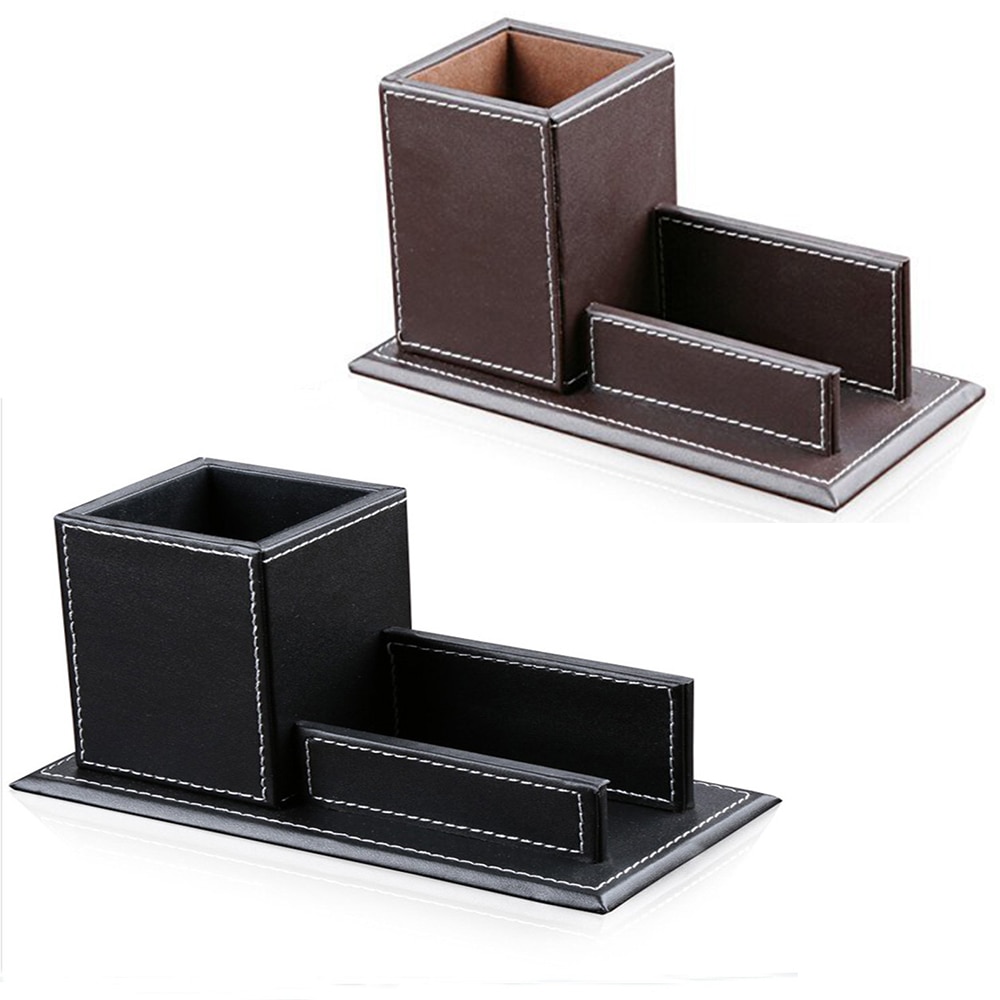 Estojo organizador de papelaria, preto/marrom, porta-cartão, caneta, copo, artigos de papelaria, casa, escritório, acessórios de negócios, recipiente de armazenamento