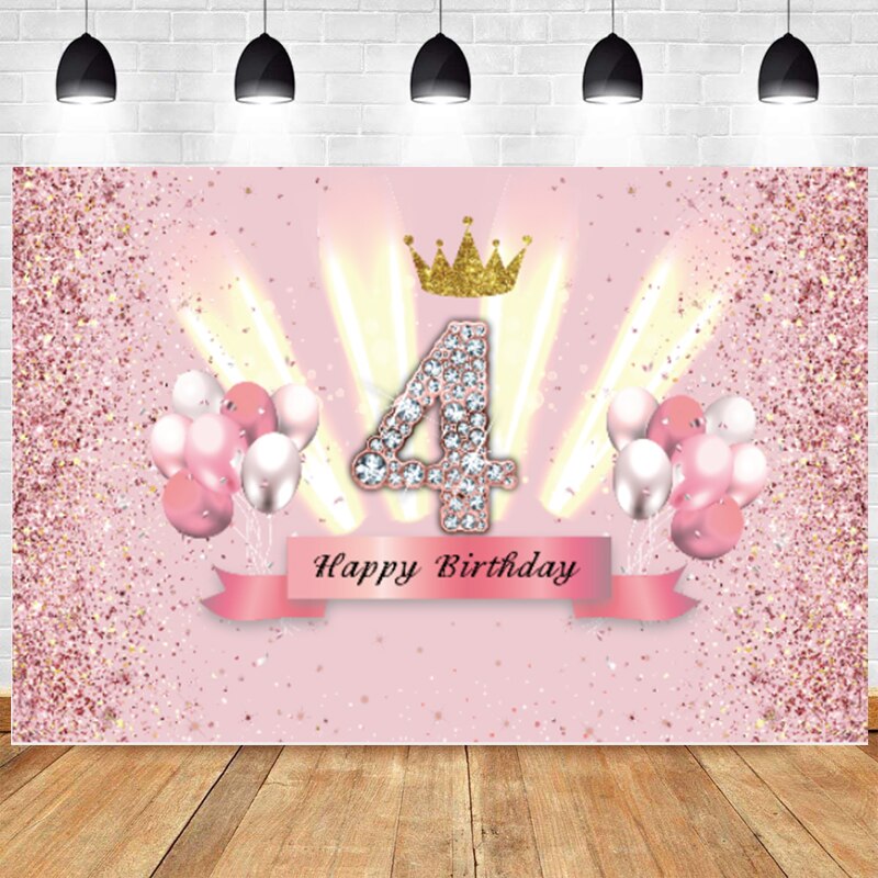 Arrière-plan rose pour 4ème Photo, fille et garçon de quatre ans, couronne de fête d'anniversaire, arrière-plan pour photographie, bannière, accessoire pour séance Photo