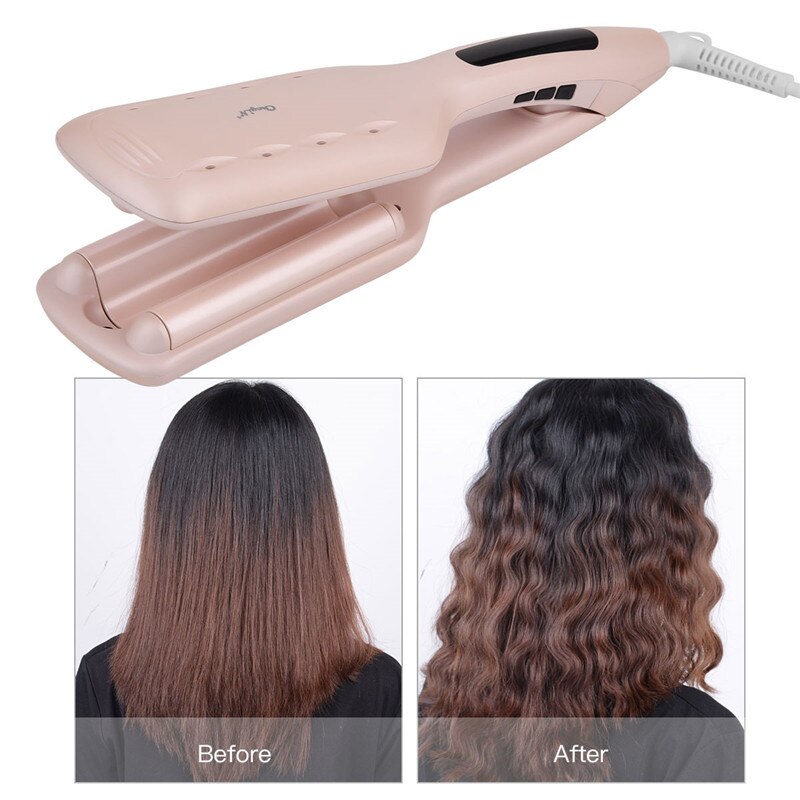 Hair Waver Ceramic Electric Hair Curling Flat Iron Temperature Display Hair Crimper with 3 Barrels Dual Voltage 31