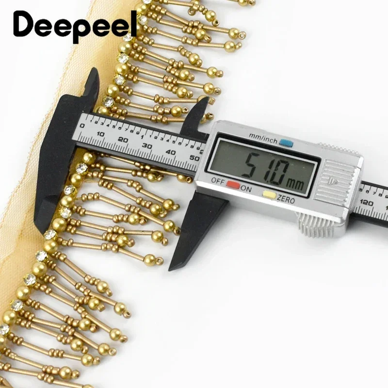 1-5Yards Deepeel 5cm Beaded Trim Sequins Tassels Fringe Sewing Latin Dance Dress Clothes Lace Decorative Trimmings Accessories