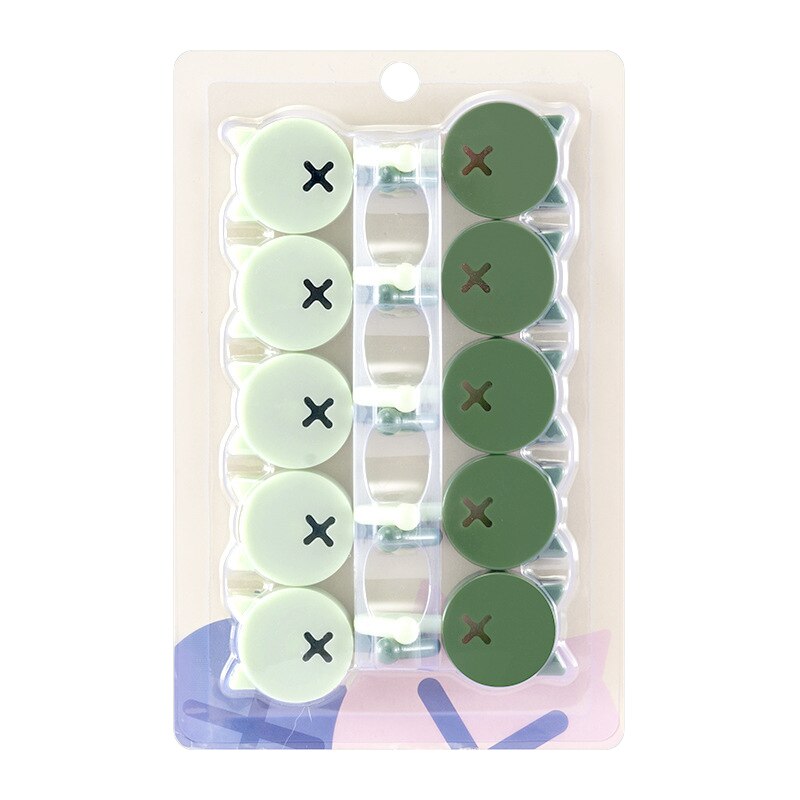 10 packs free punch small hooks strong key wall sticky hooks cute cartoon hooks: green