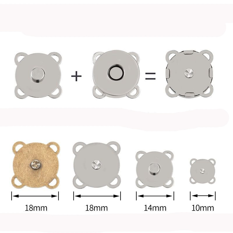 10sets 10mm 14mm 18mm Magnetic Snap Fasteners Clasps Buttons Handbag Purse Wallet Craft Bags Parts Accessories Adsorption