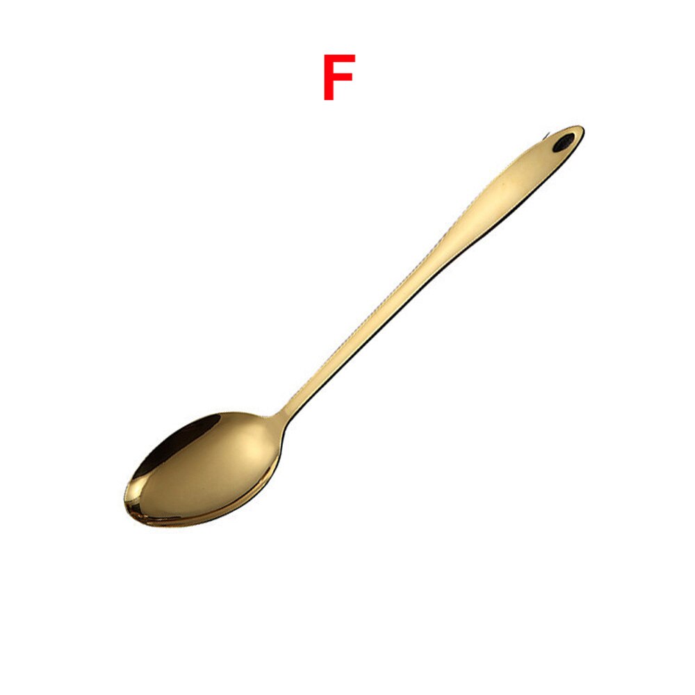 Ustensile de cuisine en acier inoxydable, titane doré, cuillère, spatule, ustensile de cuisine: F